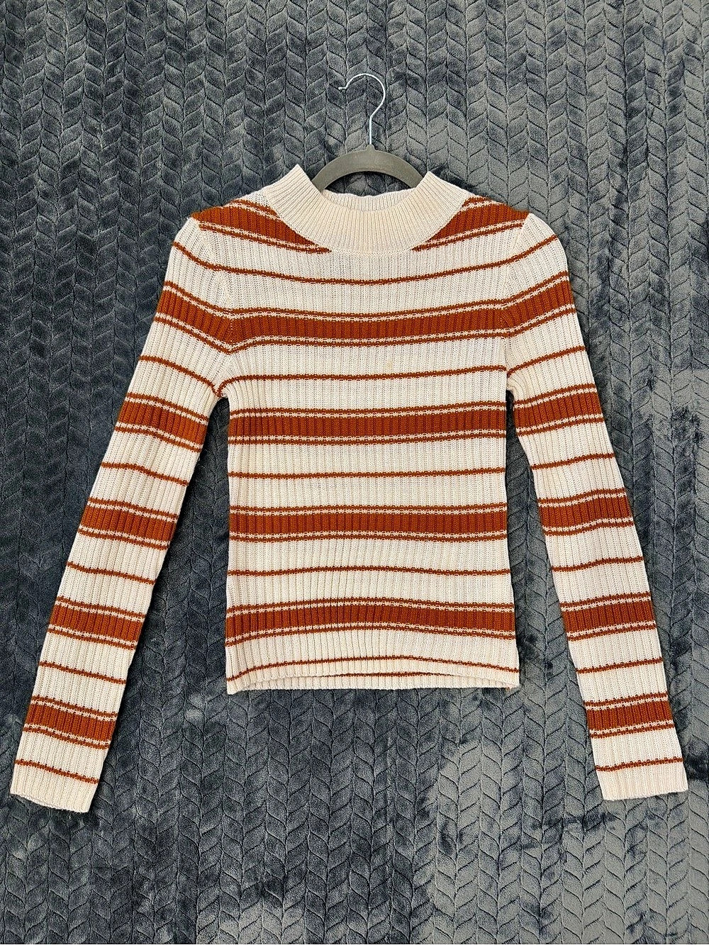 H&M Striped Sweater in Orange & Cream Size Medium